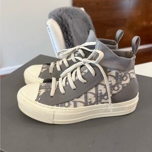 Dior Kids Gray and White High-Top Sneakers